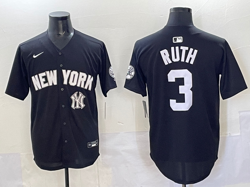 Men 2025 New York Yankees #3 Ruth black Nike MLB Jersey style 725004->new york yankees->MLB Jersey